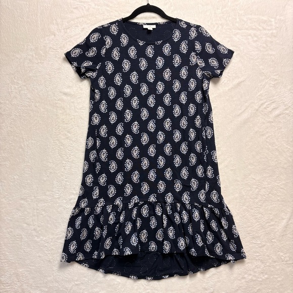 J Jill Dress Womens‎ XS Petite Blue Paisley Cotton Modal Short Sleeve - Picture 1 of 10